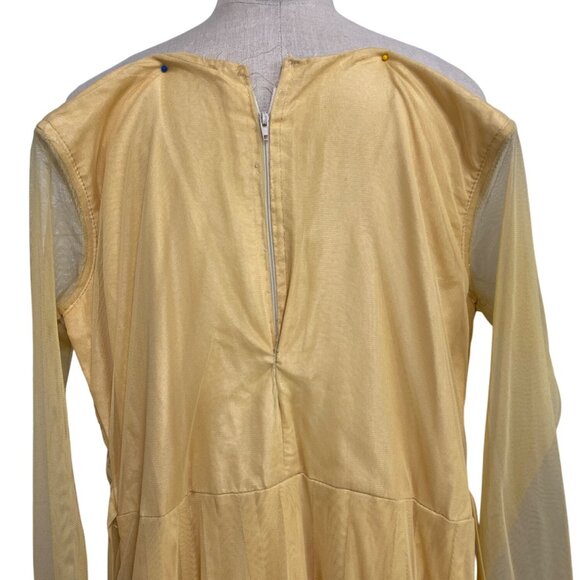 Vintage Yellow Embroidered Anarkali Dress With Beaded Details As Is - Picture 12 of 16